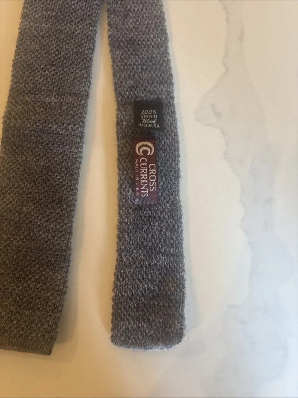 Cross Currents - Men's Virgin Wool Knit Gray Stone Neck Tie 2.4